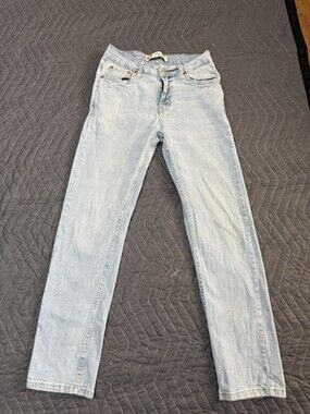 Levis 502  Taper Jeans Women Size 14reg 27x29 Blue Light Wash Denim Mid Rise Zip